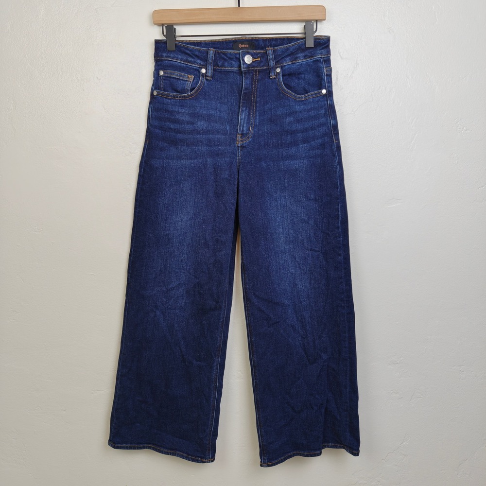 Quince Womens Bella Stretch Wide Leg Jeans 28 Midnight Blue High Rise Minimalist - Picture 2 of 9